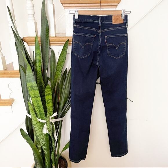 LEVIS high rise straight dark denim Jeans sz 24 - Picture 6 of 6